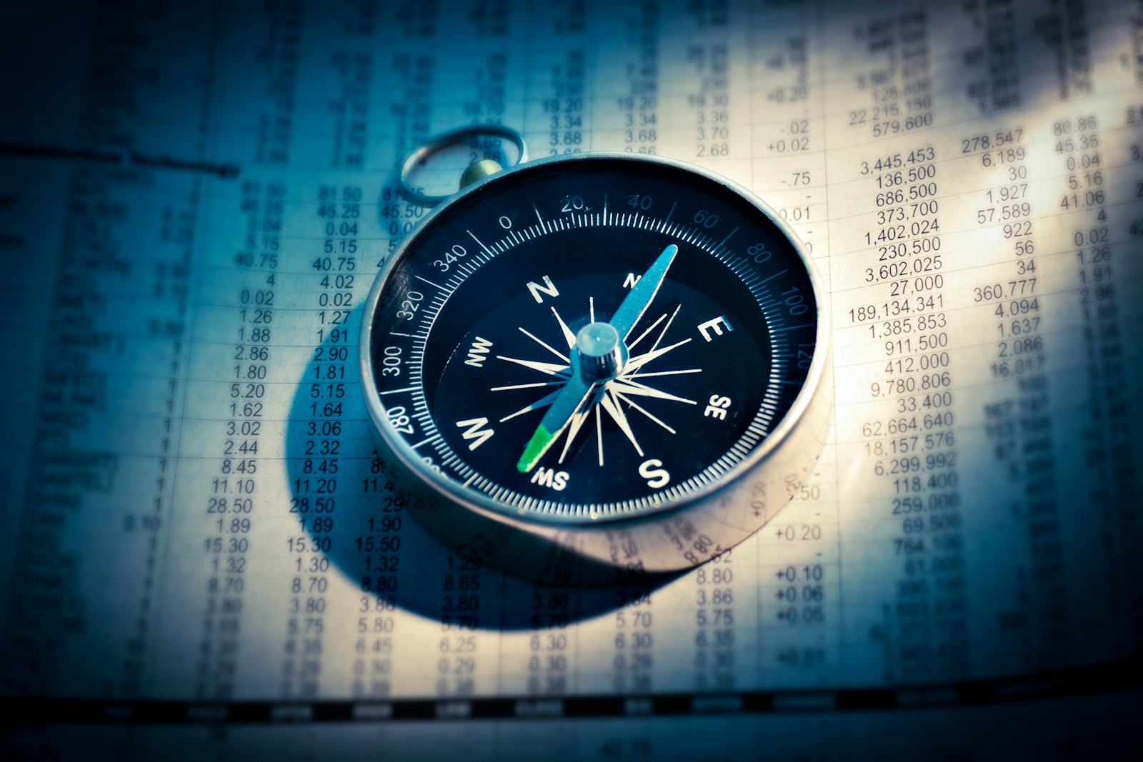 Compass with financial freedom conceptual background